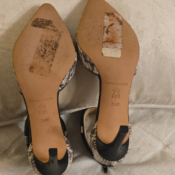 Antonio Melani Black and Tan Heels with Ankle Strap - Picture 12 of 13